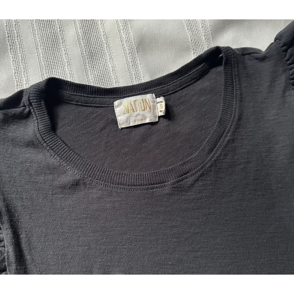 Nation LTD Elliot Fused Ruffle Women’s Dress Black /Dark Gray Size S Pima Cotton - Picture 10 of 13